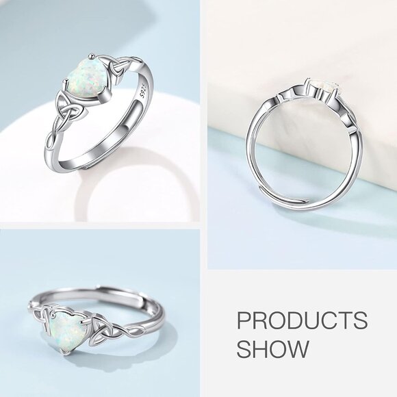 925 Sterling Silver Good Luck Celtic Twisted Knot/Claddagh Heart Birthstone Ring - Picture 5 of 6